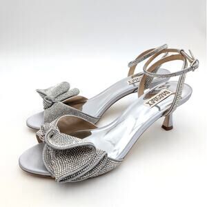 Badgley Mischka Remi Crystal Embellished Ruffle Bow Sandals Womens Size US9 EU40